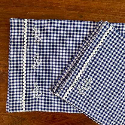 Placemats- Blue Gingham and Embroidery