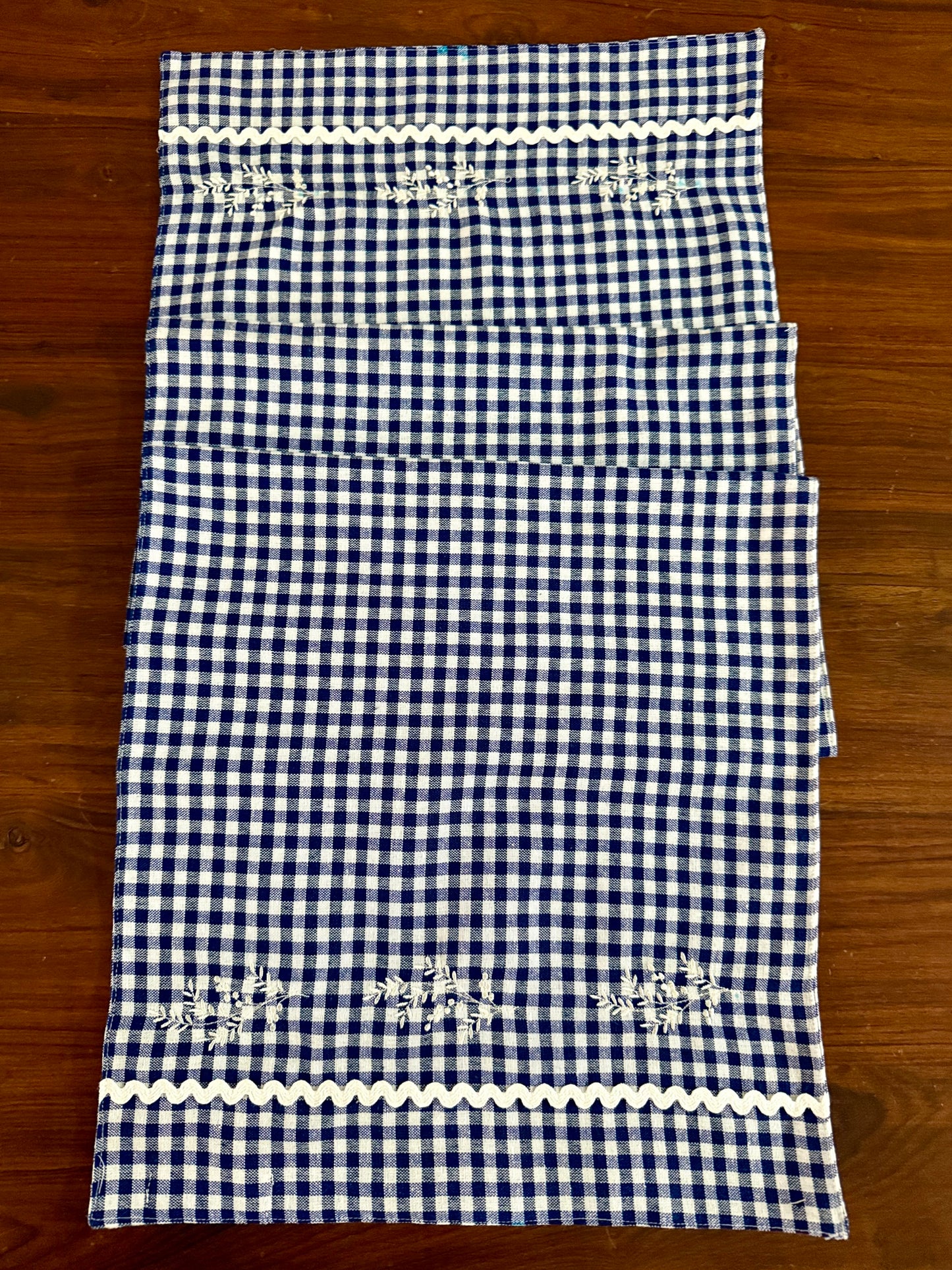 Placemats- Blue Gingham and Embroidery