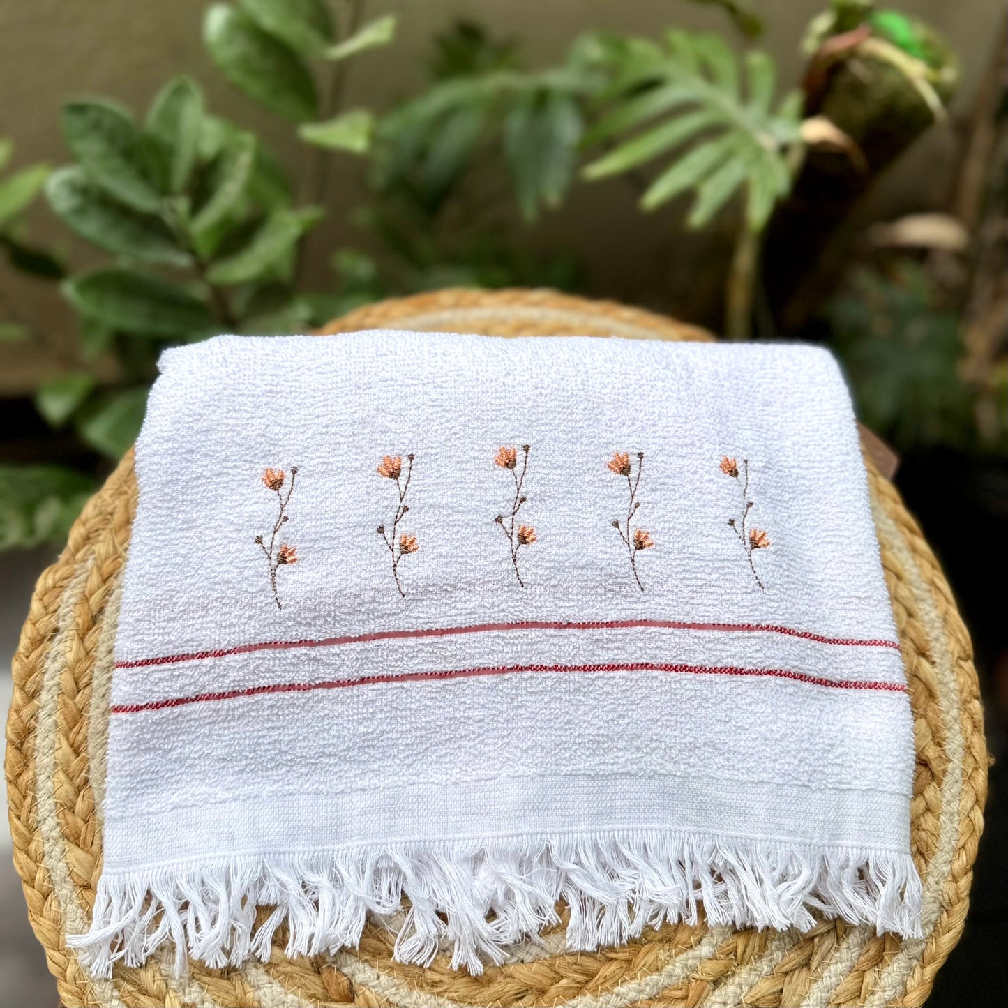 Bath Towel - Peach Flowers