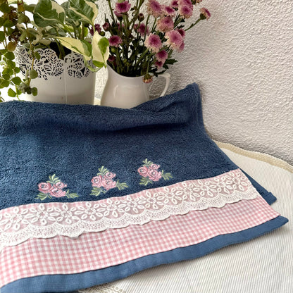 Hand Towel - Roses in blue