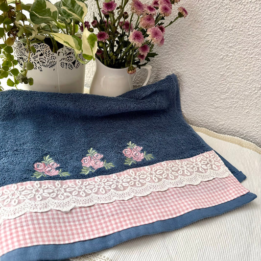 Hand Towel - Roses in blue