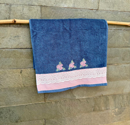 Hand Towel - Roses in blue