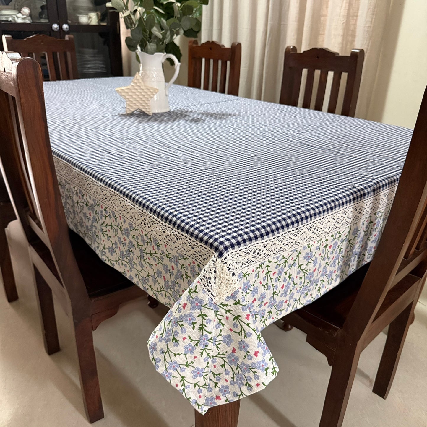 Tablecloth- Blue Gingham Garden
