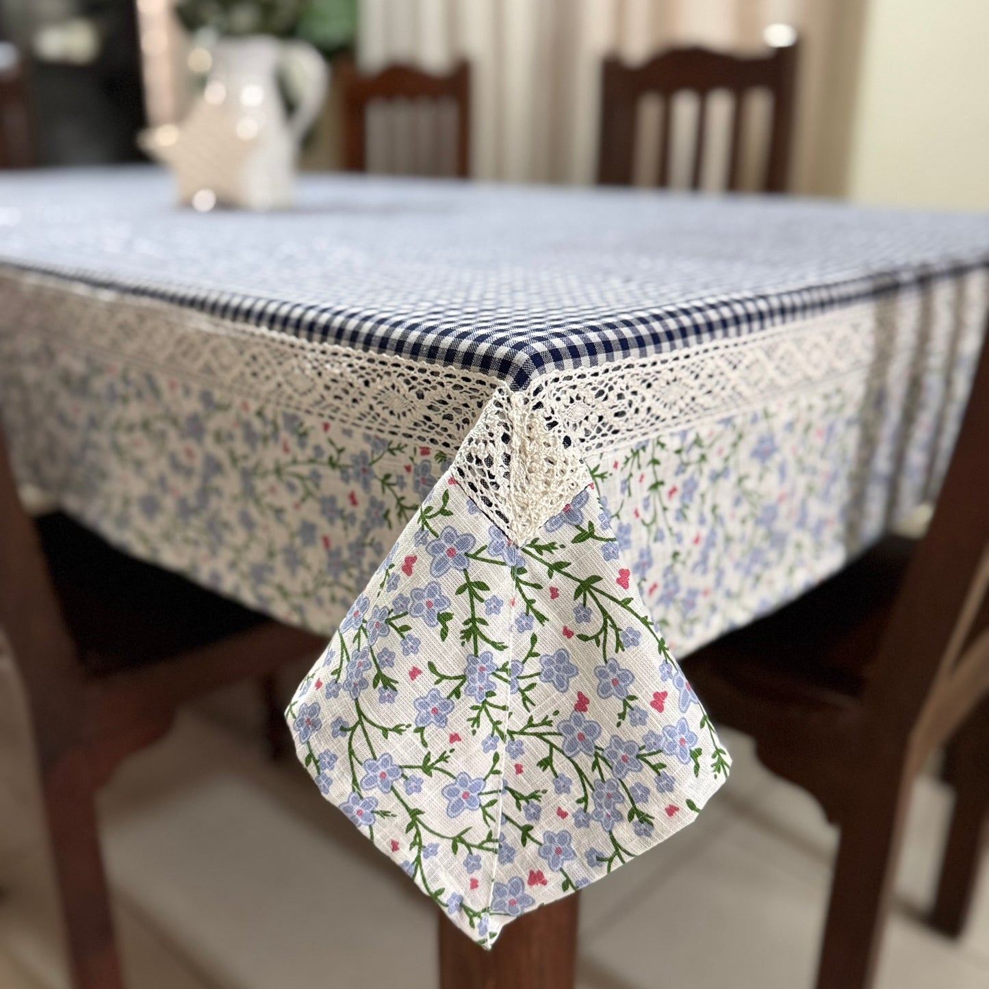 Tablecloth- Blue Gingham Garden