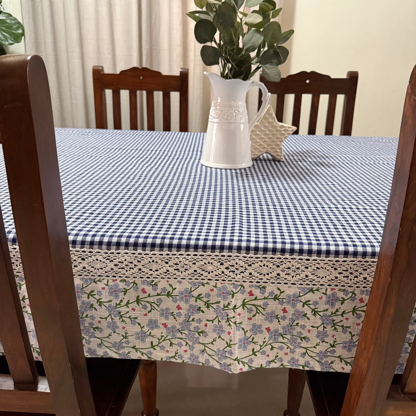 Tablecloth- Blue Gingham Garden