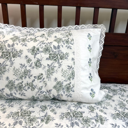 Bedsheet - Sage Flora ( Queen)
