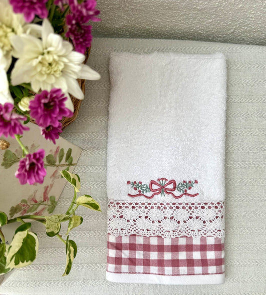 Hand Towel - Mauve Bow