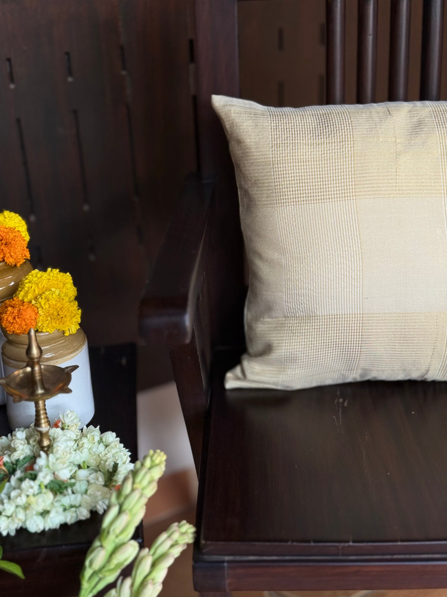 Cushion Cover -  Golden Big Checks