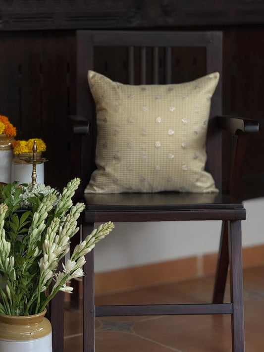 Cushion Cover -  Pastel Yellow Brocade