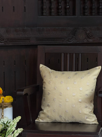 Cushion Cover -  Pastel Yellow Brocade