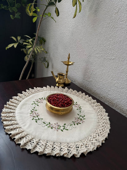 Centre Table Mat -  Beige Bouquet