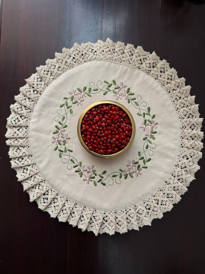 Centre Table Mat -  Beige Bouquet