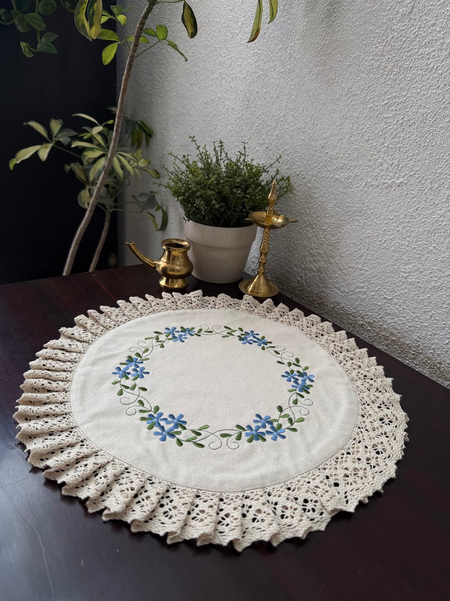 Centre Table Mat -  Blue Bouquet