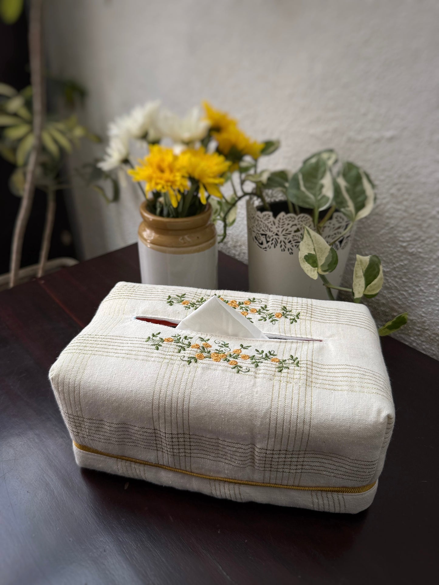 Tissue Box Cover - Pookkalam