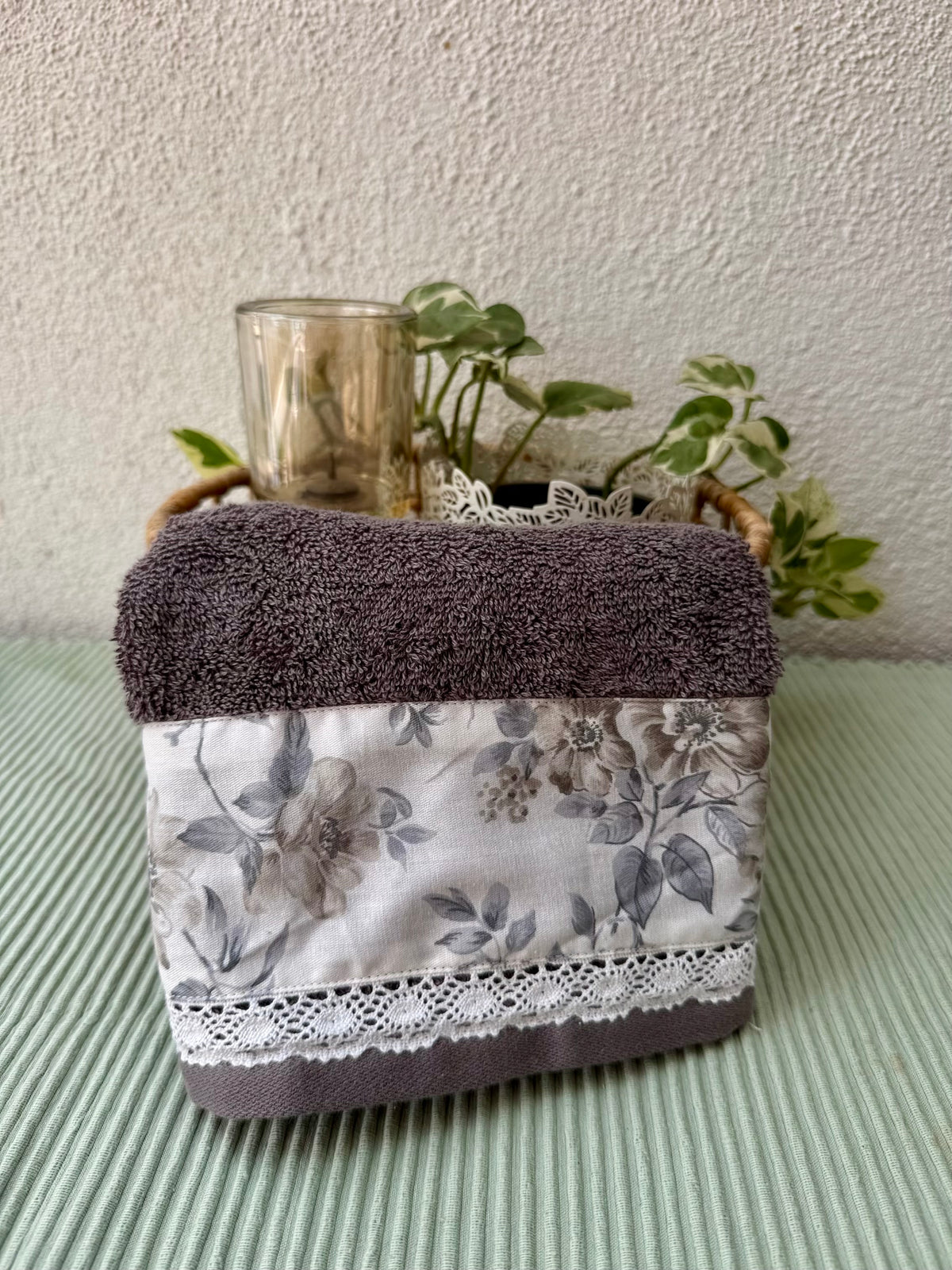 Hand Towels - Grey in Florals