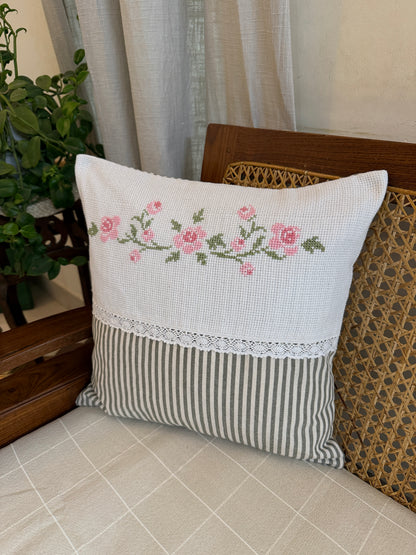 Cushion Cover- Rose Bunch ( hand embroidered)