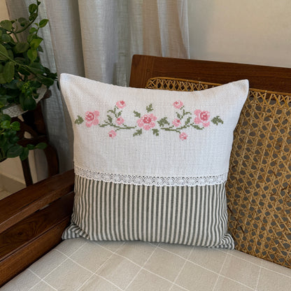 Cushion Cover- Rose Bunch ( hand embroidered)