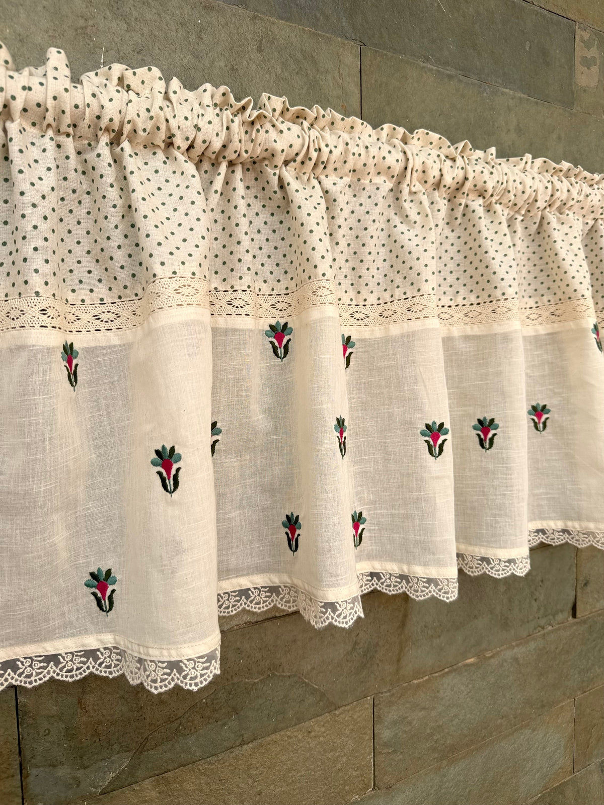 Kitchen Valance - Florals and Polka