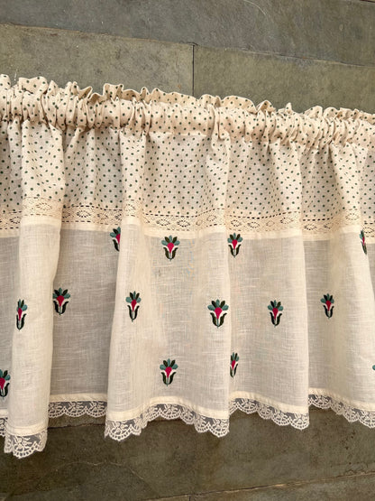 Kitchen Valance - Florals and Polka