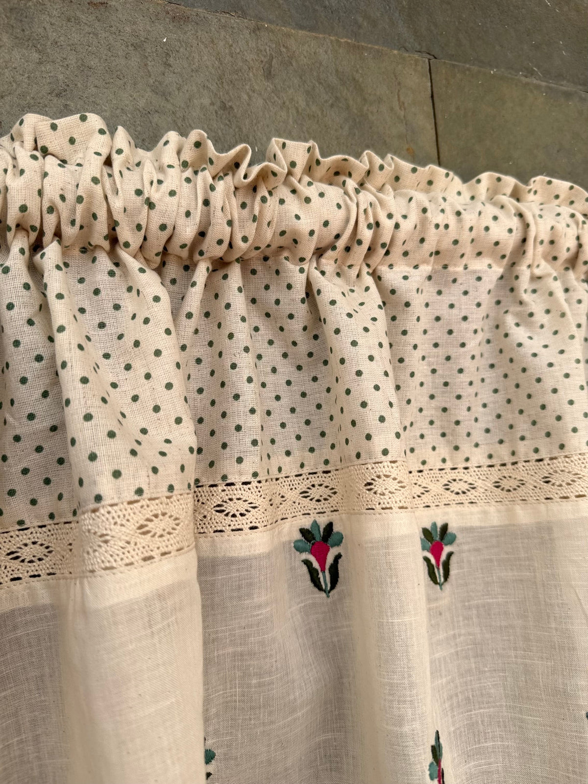 Kitchen Valance - Florals and Polka