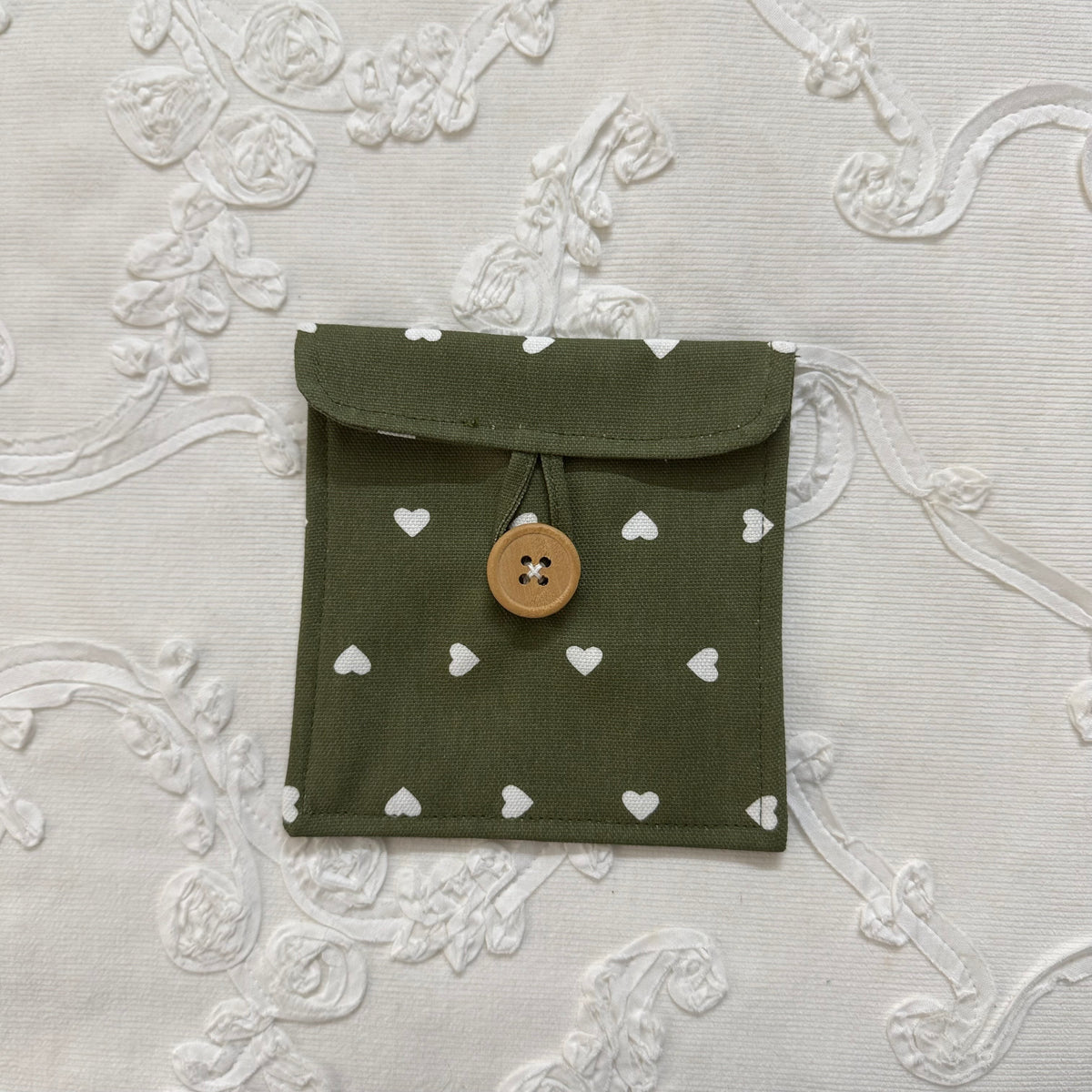 Multipurpose Pouch - Hearts on Green