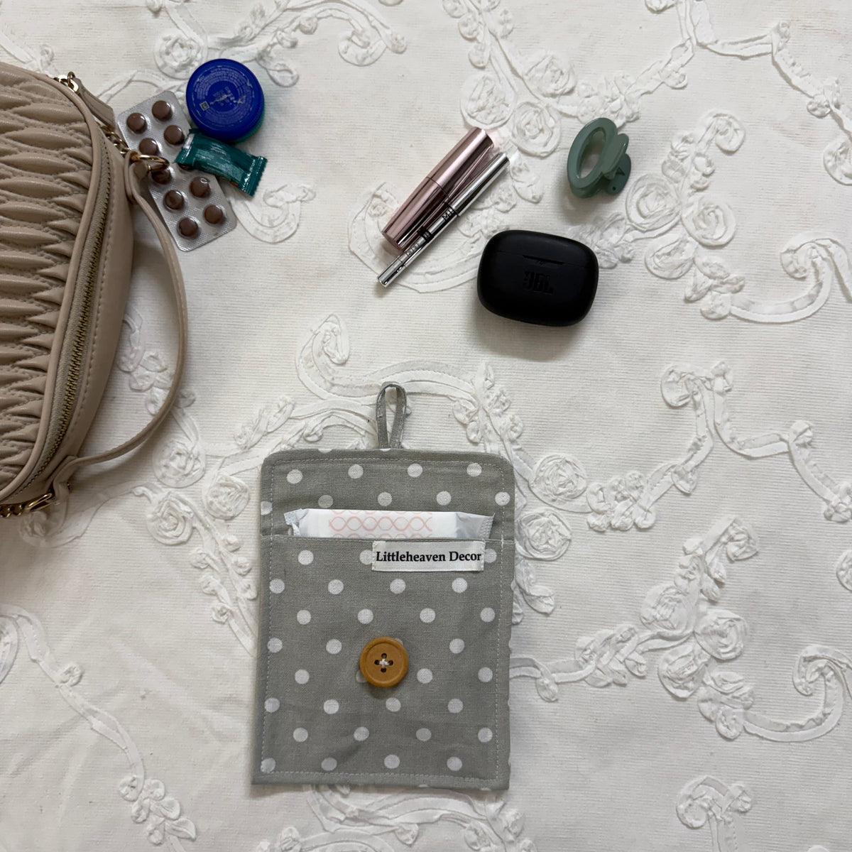 Multipurpose Pouch - Grey polka