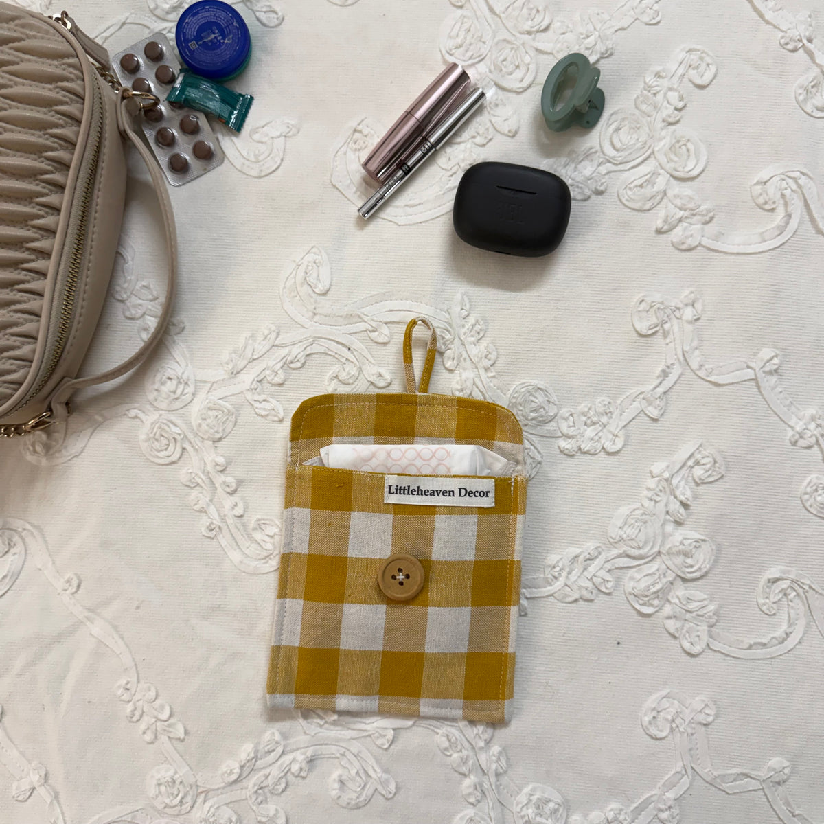 Multipurpose Pouch- Mustard gingham