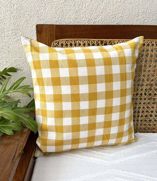 Cushion Cover- Yellow gingham ( big)