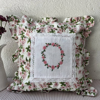 Cushion Cover - Cherry blossoms(Hand Embroidered) 16x16"