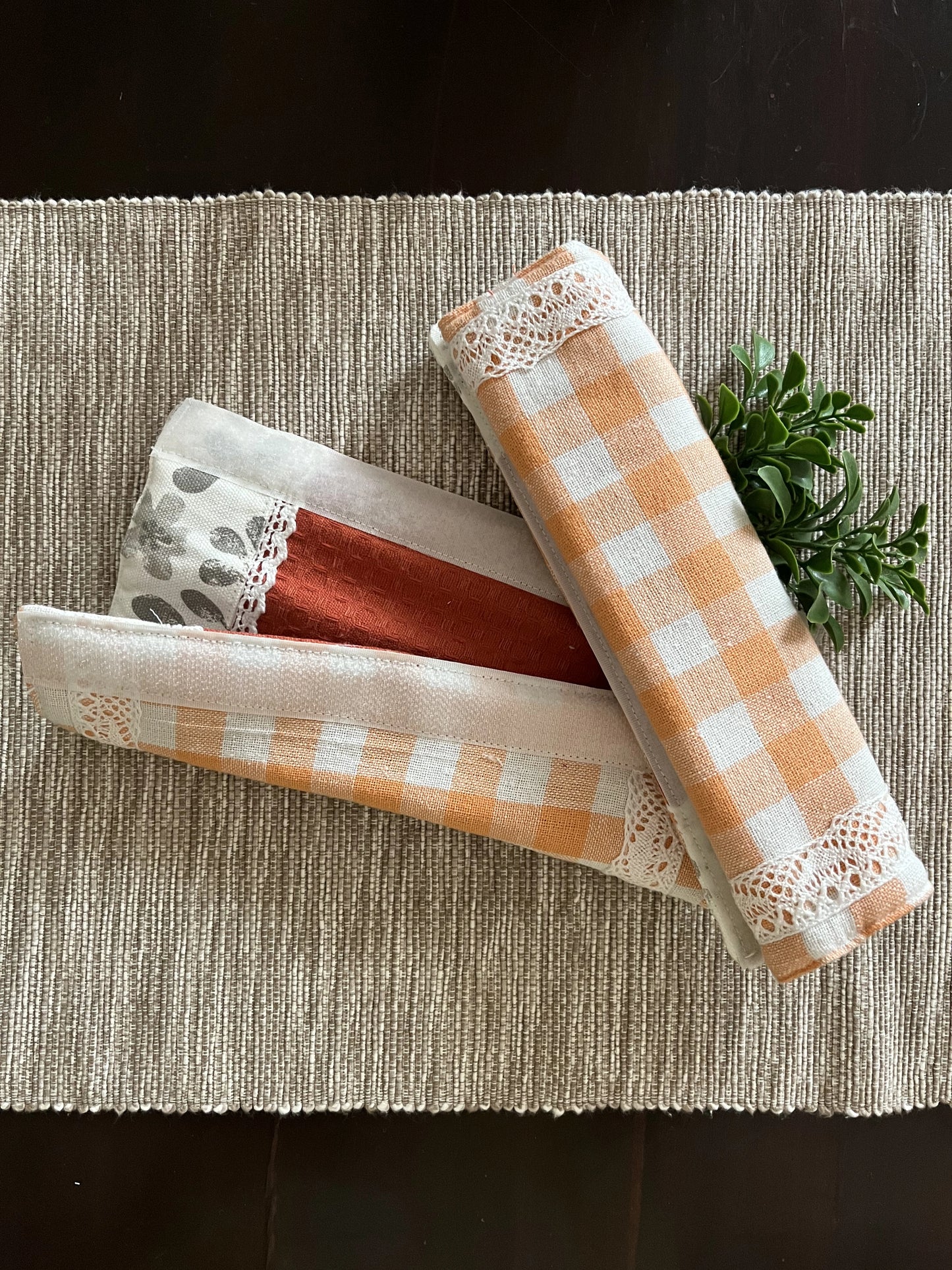 Fridge Handle Cover- Fall or Gingham ( Reversible)