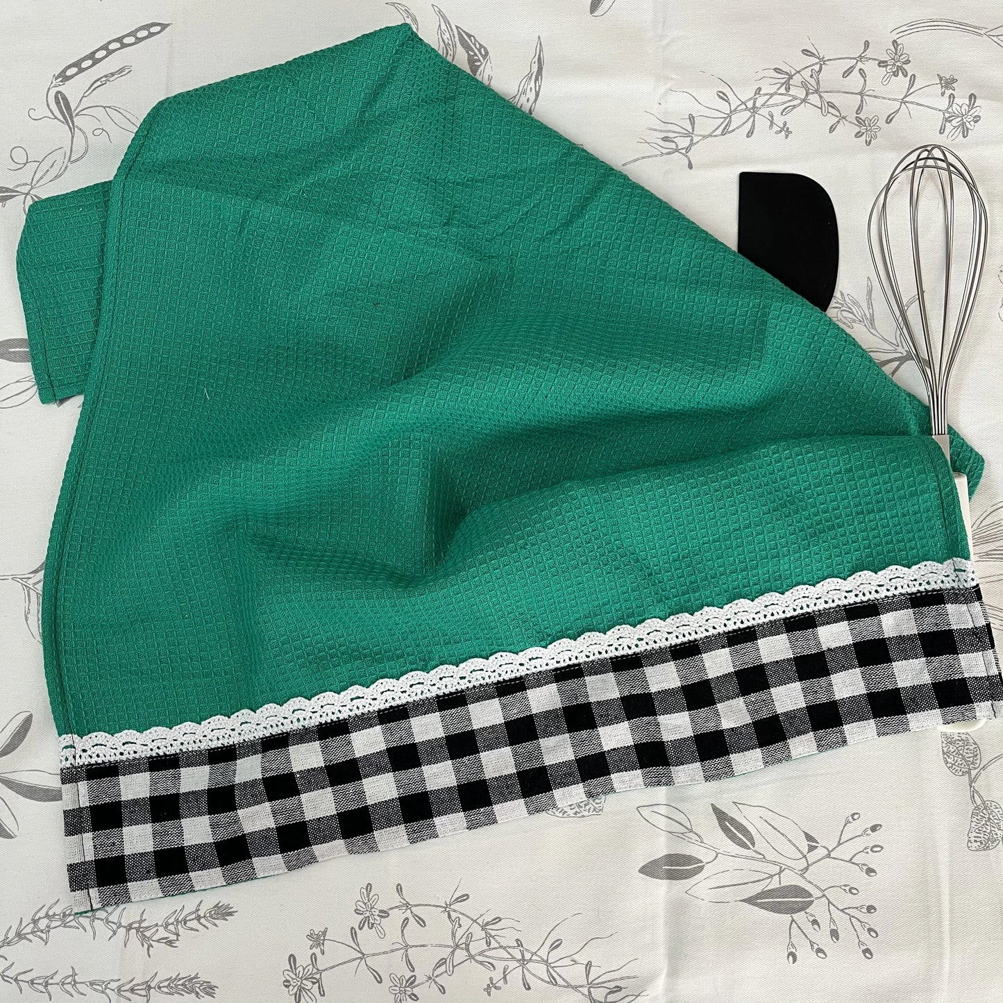 Kitchen Towel- Green with Gingham