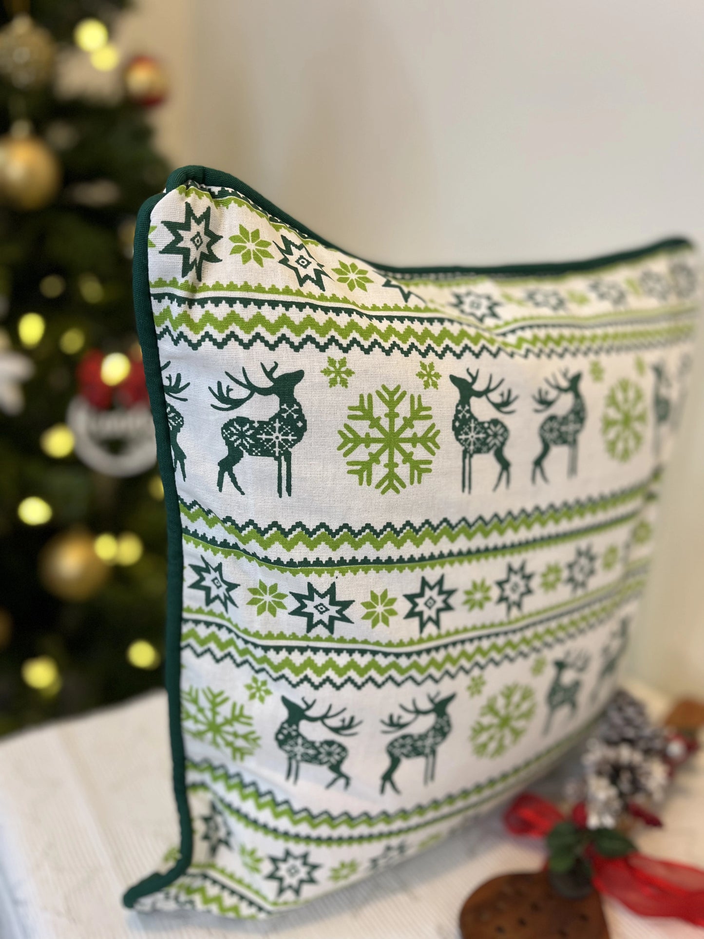 Cushion Cover- Ever Green Reindeers