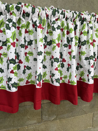 Christmas Kitchen Valance- Holly bunch