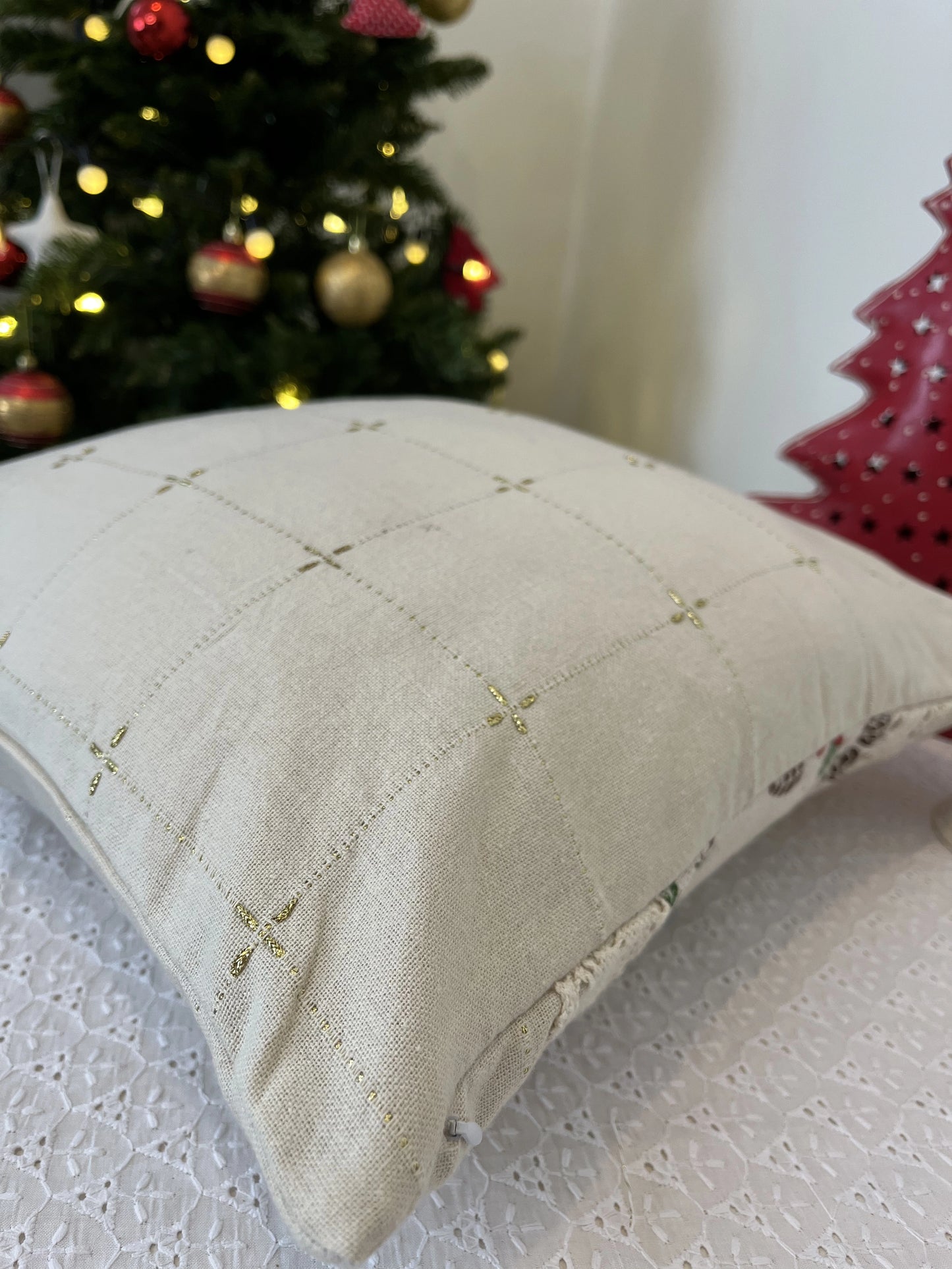 Cushion Cover- Poinsettia Half Stori