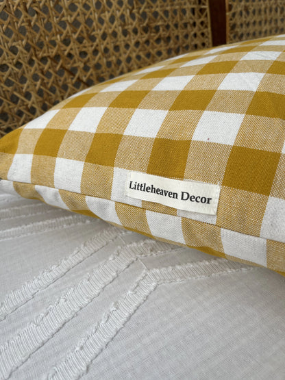 Cushion Cover- Yellow gingham ( big)