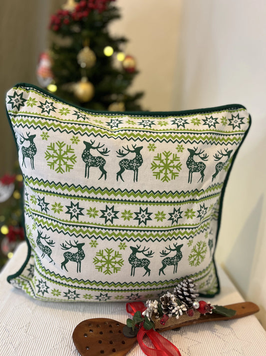 Cushion Cover- Ever Green Reindeers