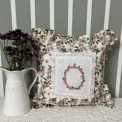 Cushion Cover - Cherry blossoms(Hand Embroidered) 16x16"